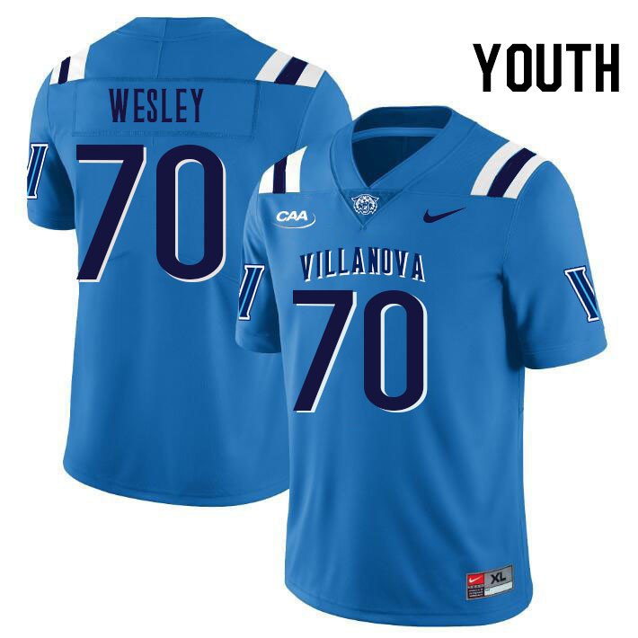 Youth #70 Dhamir Wesley Villanova Wildcats College Football Jerseys Stitched Sale-Light Blue